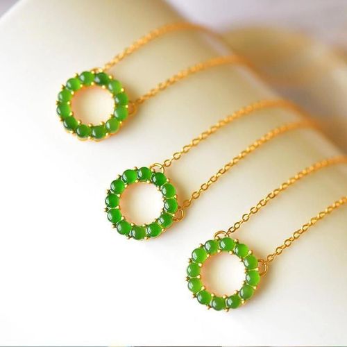 Bague Donut En Jaspe Vert Soleil Naturel, Pendentif En Argent Sterling Plaqu Or, Collier  Boucle De Paix, Mode Simple Pour Femmes