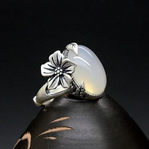 Bague En Argent Avec Fleur De Prunier Incruste De Jade Naturel, Nouveau Design Original, Style Chinois, Lger, Luxe, Brise Frache