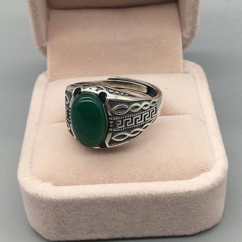 Bague En Argent En Jaspe Hetian Naturel Pour Femmes, Design Original, Motif Fin Sculpt, Ouverture Rglable, Breloque Rtro Chinoise, Bijoux Pour Femmes