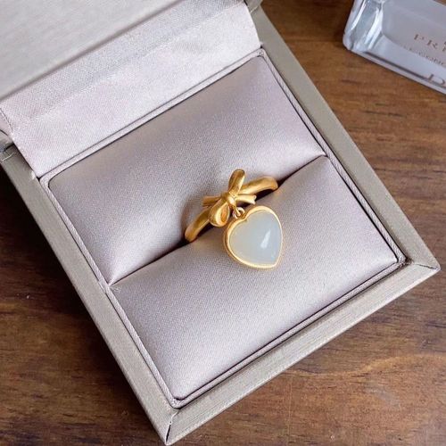 Bague En Argent Incrust De Calcdoine Blanche Naturelle Htian, Nouvelle Collection, NUd Papillon D'amour Unique, Artisanat En Or Ancien, Bouche Rglable De Marque Bijoux Pour Femmes