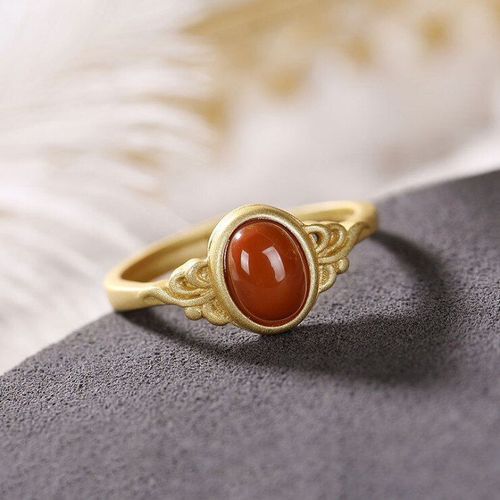 Bague En Argent Incruste De Cornaline Du Sud, Ouverture Rglable, Unique Chinoise, Or Ancien, Artisanat De Marque, Bijoux Pour Femmes