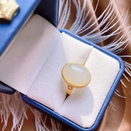 Bague En Argent Incruste De Jade Hetian Naturel Pour Femmes, Nouveau Design De Niche, Style Palais Rtro Xiangyun, Ouverture Rglable
