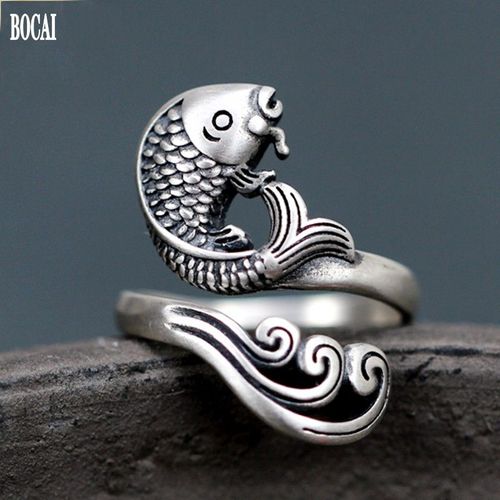 Bague En Argent Massif 2020 Vritable S925 Pour Femme, Bijoux Tendance  La Mode, Ondule  La Carpe, Nouvelle Collection 100%