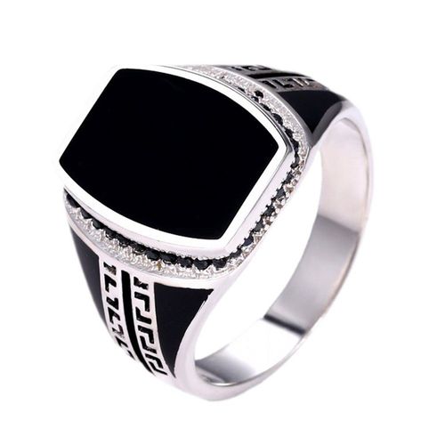 Bague En Argent Massif S925 Pour Homme, Nouveau Bijou  La Mode Du Moyen-Orient, Motif De Ligne De Doigt Avec Colle En Cristal