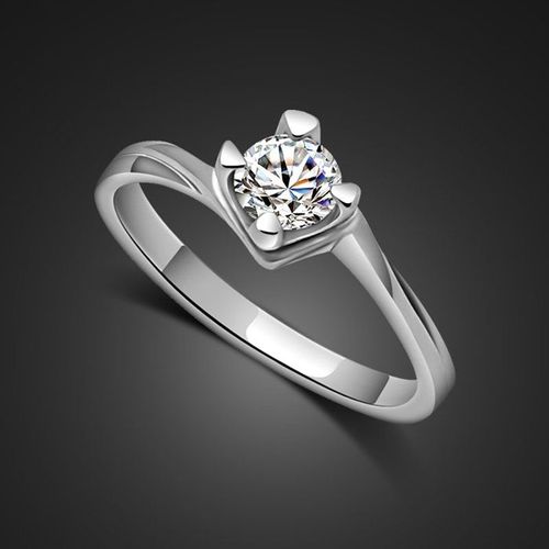 Bague En Argent Sterling 925 Pour Femmes,  La Mode Bague En Argent Massif Pour Femmes. Bagues De Fianailles De Mariage En Zircon Et Cadeau De Saint Valentin