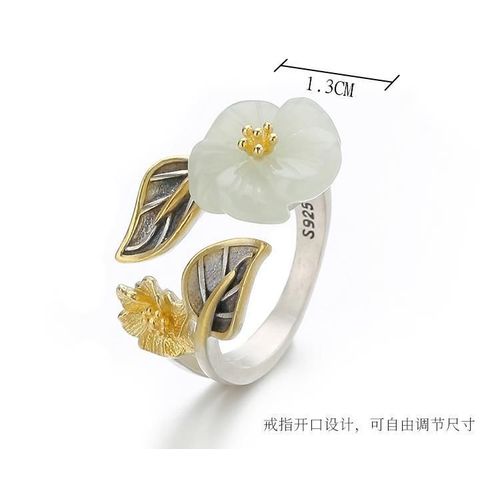 Bague En Calcdoine Blanche En Argent Sterling, Super Fe, Palais En Or, Style Rtro, Temprament, Ouverture De Personnalit