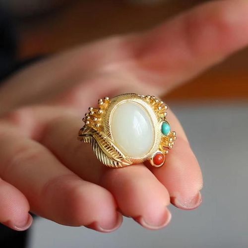 Bague En Calcdoine Blanche Hetian Incruste D'argent, Nouveau, Palais Rtro, Style Chinois, Code Ancien, Ouverture, Bijoux Ajustables Pour Femmes