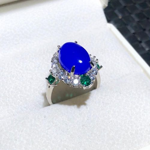 Bague En Calcdoine Bleue Pour Femmes, Bijou Ajustable En Pierre De Jades Naturelle Et Authentique Certifie, Cadeau Pour Dames, Accessoires De Bijouterie  La Mode