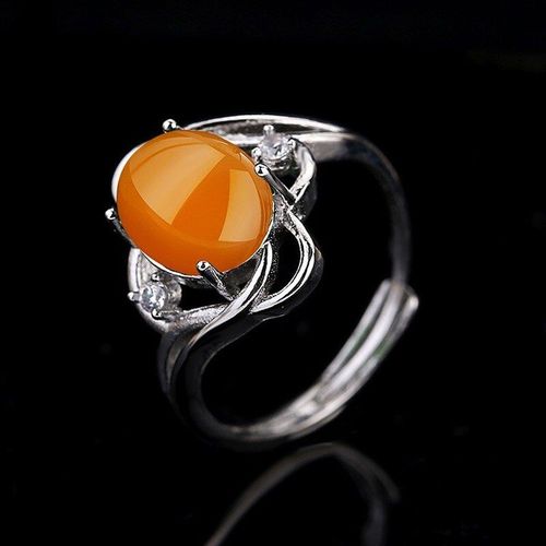 Bague En Calcdoine Verte Naturelle Chinoise Sculpte  La Main, Anneau Rglable Ouvert En Agate Verte, Bijoux  La Mode Pour Hommes Et Femmes