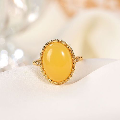 Bague En Cire D'abeille Jaune En Argent Sterling S925, Simple, lgant, Classique, Ambre Naturel, Dcoration D'ouverture