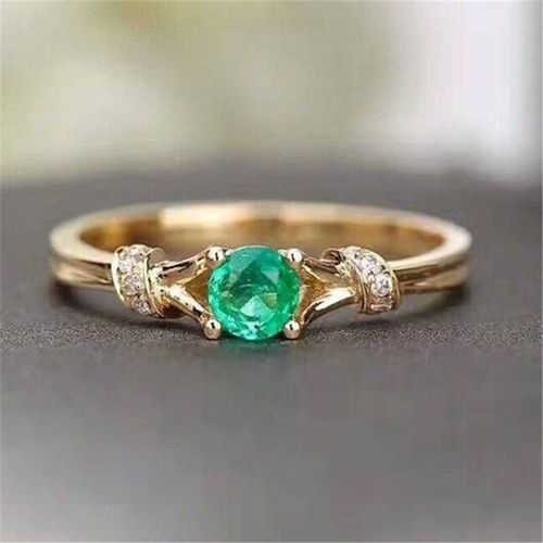 Bague En Cristal Vert Pour Femmes, Design Simple, lgant Et Charmant, Bijoux En Or, Accessoires De Mode, Cadeau De Fte