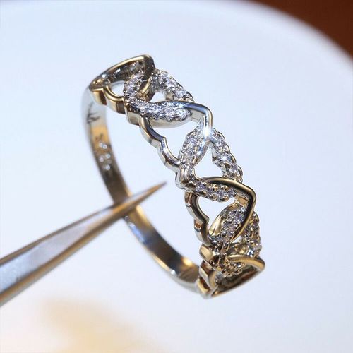 Bague En Forme De CUr Pour Femmes, Cristal Exquis, Zircon, lgant, Mariage, Couleur Argent, Accessoires, Bijoux  La Mode, Cadeau