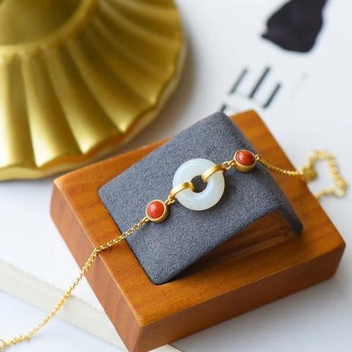 Bague En Jade Blanc Htian Naturel, Bracelet Avec Boucle De Scurit, Mode Sud Rouge, Simple, En Argent Sterling S925, Artisanat En Or Ancien
