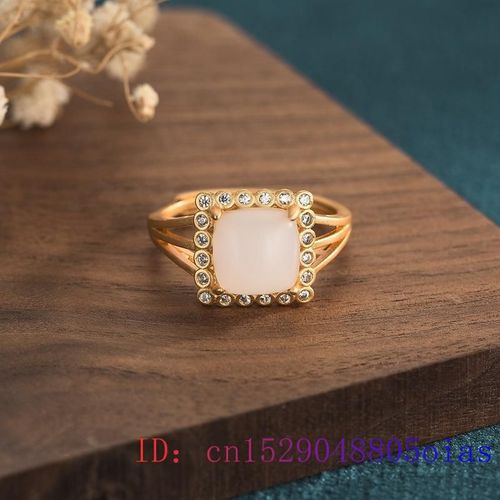 Bague En Jade Blanc Pour Hommes Et Femmes, Amulette En Pierre Prcieuse Naturelle, Bijoux En Argent Et Calcdoine,  La Mode, 925