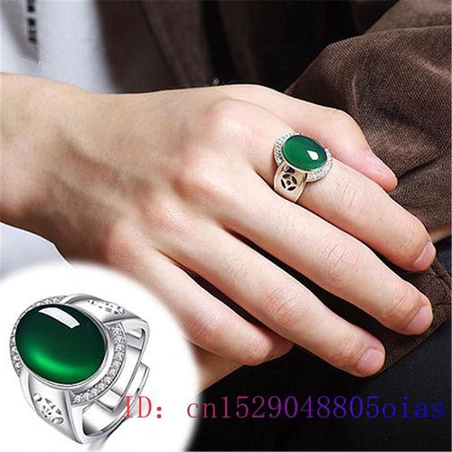 Bague En Jade Vert, Bijoux Naturels En Cristal Zircon, Breloque En Argent 925, Calcdoine, Cadeaux Pour Femmes, Amulette En Pierre Prcieuse  La Mode Pour Hommes