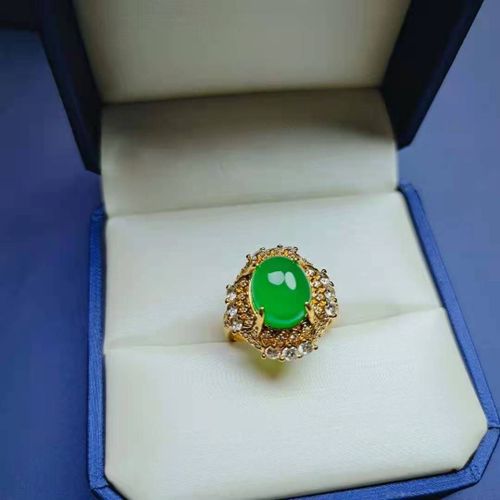 Bague En Jade Vert Pour Femme, Bijou Ajustable En Calcdoine Naturelle, Accessoire De Mode