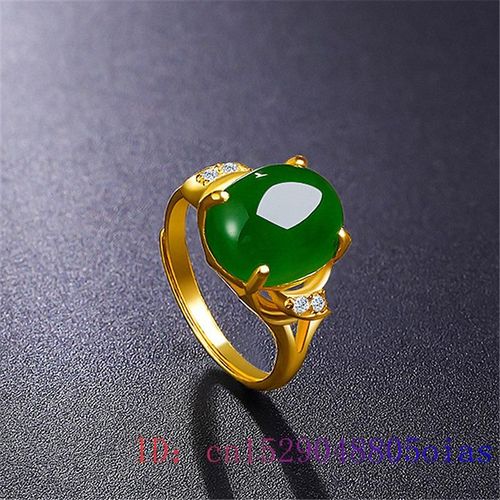 Bague En Jade Vert Pour Femmes Et Hommes, Amulette En Cristal Naturel, Cadeaux, Bijoux En Calcdoine Et Zircon, Breloque En Argent 925