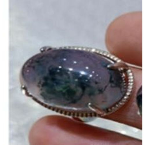 Bague En Jade Vert Vritable Pour Hommes Et Femmes, Anneau En Argent Sterling 100% Redimensionnable En Agate De Mousse D'eau De L'ocan, Bijoux En Jade 925