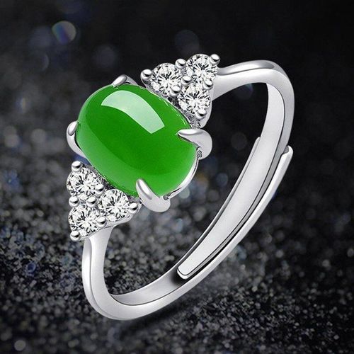 Bague En Jaspe Hetian Vert Naturel Sculpt  La Main, Bijoux De Mode, Bague Pour Femmes Incruste D'argent 925, Cadeau, Accessoires