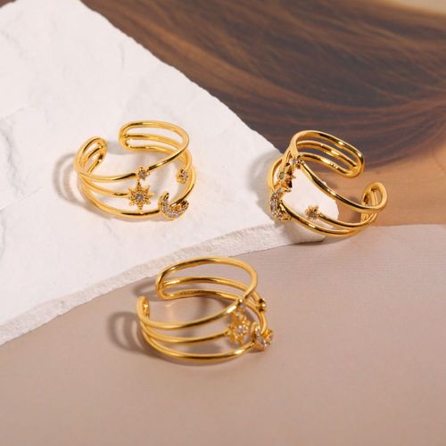 Bague En Or Cz Pour Femmes Et Filles, Nouveau Design, toile, Lune, Dclaration De Mode, Gomtrique, Couleur Or Argent, Charme, Bijoux, 2022