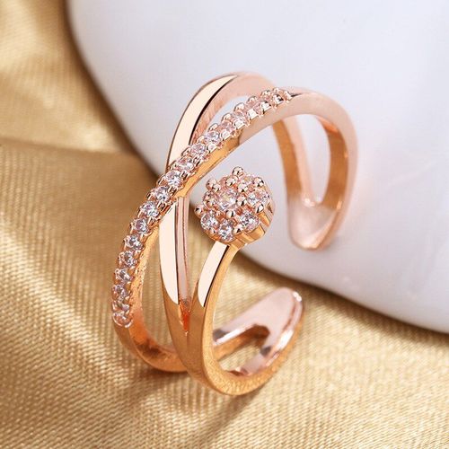 Bague En Or Rose Double Ouverte Pour Femmes, Nouvelle Collection, Niche, Design Ajustable, Mode Index, R2275