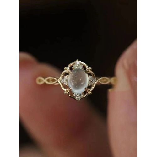 Bague En Pierre De Lune Plaque Or Pour Femmes Et Filles, Style Cool, Luxe, Fte, Bijoux De Mariage, Tissage Doux, Bague En Opale Rglable  Porte De Main