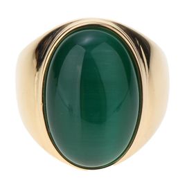 Bague En Pierre Elliptique Oeil De Chat Reglable En Acier Au Titane Pour Homme Femme Vert Rakuten