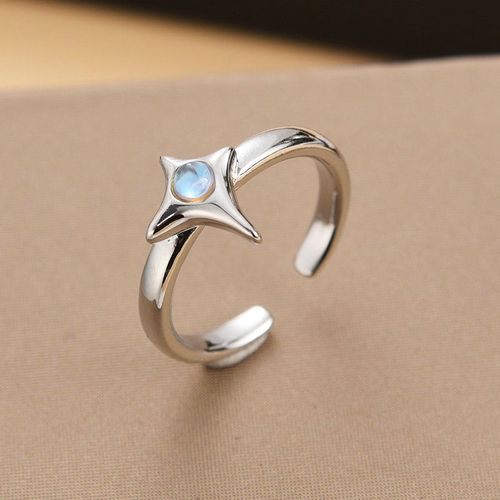 Bague toile  Quatre Points Pour Femmes, Anneau De Doigt  Ouverture Rglable, Couleur Argent, Coren, Pierre De Lune, Bijoux De Fte, 2 Pices, Nouvelle Collection 2023