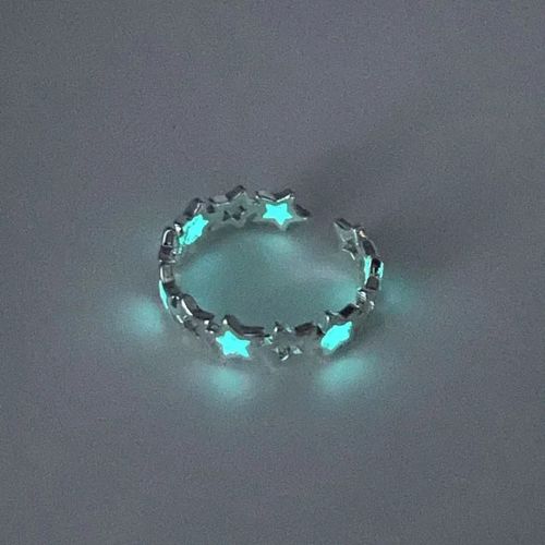 Bague toile Lumineuse Shoous Pour Hommes Et Femmes,Bleu,Vert,Brille Dans Le Noir,Bague Coeur Structurels Ent,Matiques Rglables Pour Couple,Bijoux  La Mode