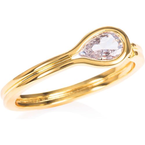 Bague Fine Reglable En Poire Pour Femme,Bague Ajustable Pour Femme Avec Une Pierre En Goutte En Zircon,Bague Or Femme Avec Une Pierre De Couleur,Bague Simple Pour Femme Et Jeune Fille.[Y453]