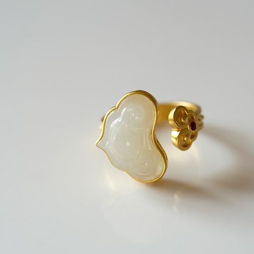 Bague Hetian En Jade Blanc Naturel, Ajustable, Style Chinois, Rtro, Unique, Charme Artisanal Ancien, Bijoux En Argent Pour Femmes