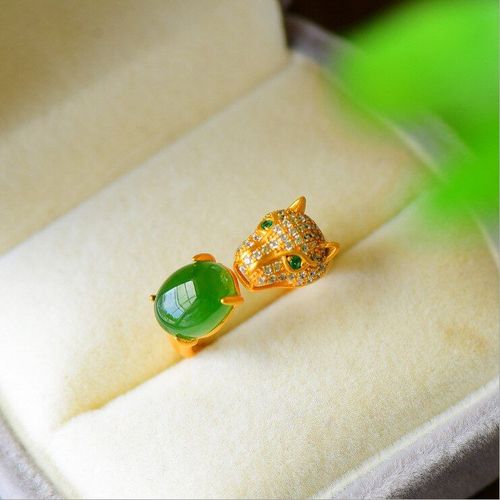 Bague Lopard En Jade Vert, Amulette En Calcdoine Naturelle, Bijoux  Breloques En Cristal, Pierre Prcieuse En Argent 925, Cadeaux Pour Femmes, Zircon