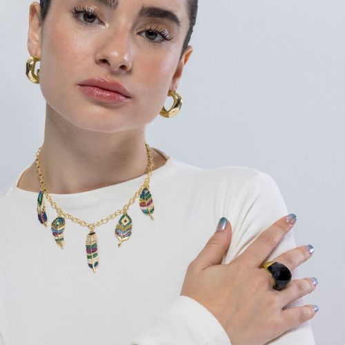 Bague Luxenter Avec Onyx Et Quartz Hydrothermal En Or Jaune 18 Carats - Hianvi
