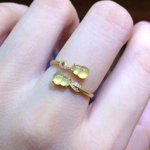 Bague Ouverte En Diamant Et Calcdoine Pour Femmes, Double Gourde, Design Original, Breloque De Luxe, Lumire Rtro Chinoise, Bijoux En Argent