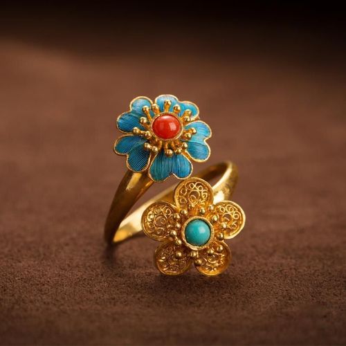 Bague Ouverte En Fleur De Tourmaline Rouge Du Sud Naturelle, Style Palais Rtro Chinois, Or Unique, Artisanat Ancien, Bijoux De Luxe Pour Dames
