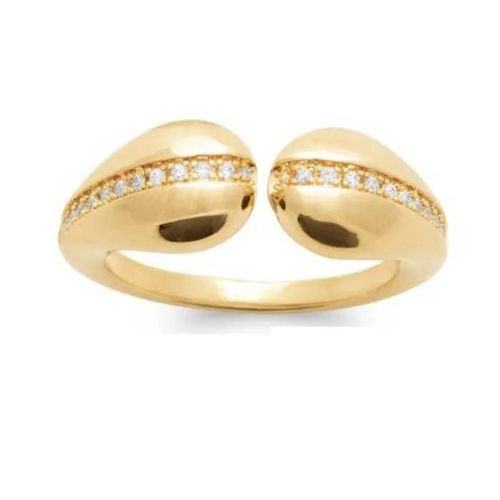 Bague Ouverte Goutte D'eau Empierre Zirconium En Plaqu Or 18 Carats T50  60 Dor - 52