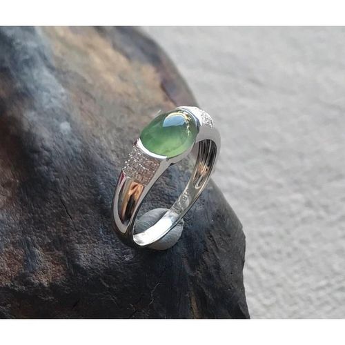Bague Ovale En Jade Naturel Pour Femme, Bijou De Luxe En Argent, Surface Lisse, Ouverture Ajustable, Rtro, Lger, Cratif, Breloque