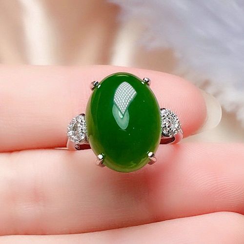 Bague Ovale En Jade Vert Pour Femmes, Pierres Prcieuses lgantes, En Diamant, Couleur Blanc, Or, Argent, Bijoux Fins, Bracelet  La Mode, Cadeaux