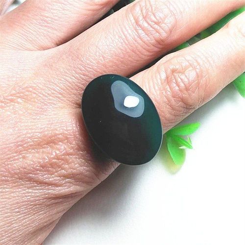Bague Ovale Sculpte  La Main En Calcdoine Naturelle, Bijoux  La Mode Pour Hommes Et Femmes, Bague En Agate Verte Rouge Jaune