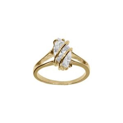Bague Plaqu Or Navette Ovale Oxyde Blanc