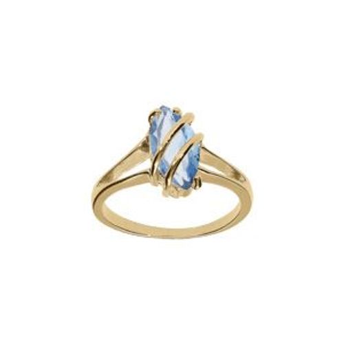 Bague Plaqu Or Navette Ovale Oxyde Bleu Ciel