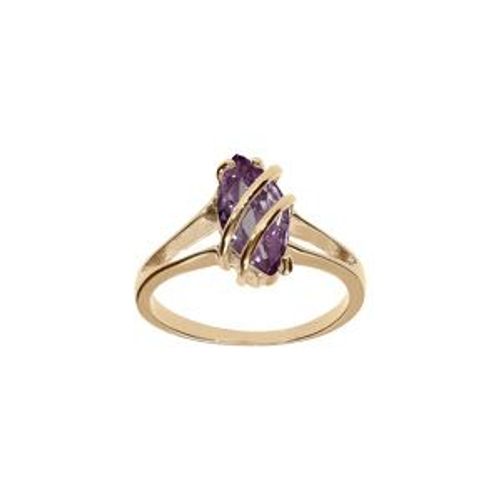 Bague Plaqu Or Navette Ovale Oxyde Violet