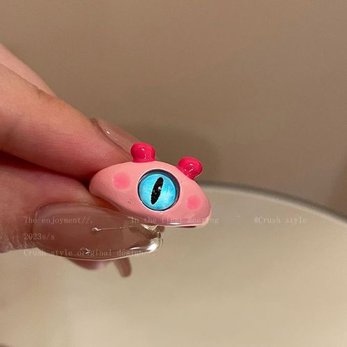 Bague Punk Yeux De Chat Pour Femme, Bague Monstre Vert Mignon, Deux Documents Doux, Bague De Couple Ouverte, Accessoires De Doigt De Fte, Mode