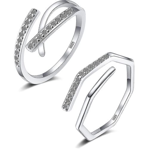 Bague Rglable Pour Femmes - Bague  Pouce En Argent Sterling 925 - Bagues En Argent Filles - Ensemble De Bagues  Doigts - Cadeau Pour Bagues De Promesse De Mariage Maman Fte Des Mres, W