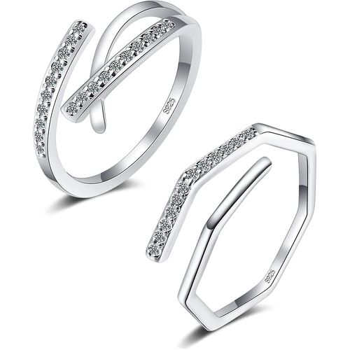 Bague Rglable Pour Femmes - Bague  Pouce En Argent Sterling 925 - Bagues En Argent Filles - Ensemble De Bagues  Doigts - Cadeau Pour Bagues De Promesse De Mariage Maman Fte Des Mres, W