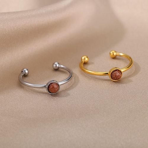 Bague Rtro Colore En Pierre Naturelle Pour Femme, Anneau De Doigt Avec Ouverture Rglable, Charme De La Journe De Lon, Cadeau De Bijoux  La Mode