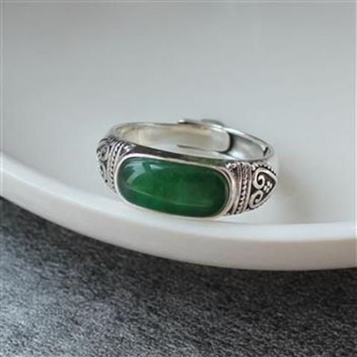 Bague Rtro En Jade Naturel Hetian Pour Femmes, Bijou En Argent, Original, Ancien Motif, Artisanat, Ouverture Rglable, Breloque Frache