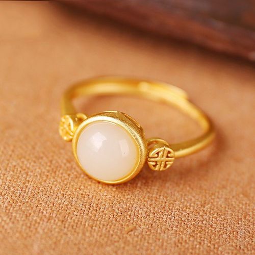 Bague Ronde En Jade Blanc, Incruste D'argent Naturel Hotan, Processus De Vent Givr, Ouverture Ajustable Pour Femmes