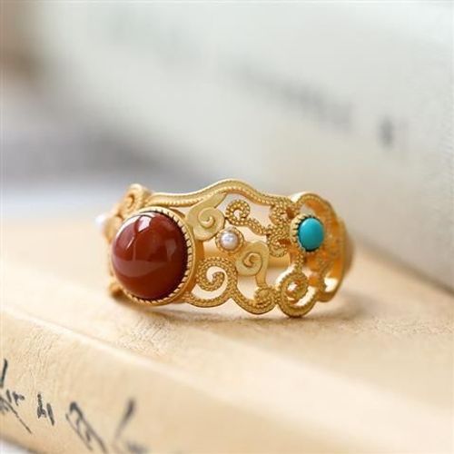 Bague Rouge En Argent Sterling S925, Rtro, Personnalit Ancienne Chinoise, Haut De Gamme, lgant, Commutable, Index Fi