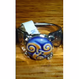 Bague triskel breton celtique Acier Émail Bleu Et Orangé